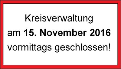 Info: Schließung wegen Personalversammlung
