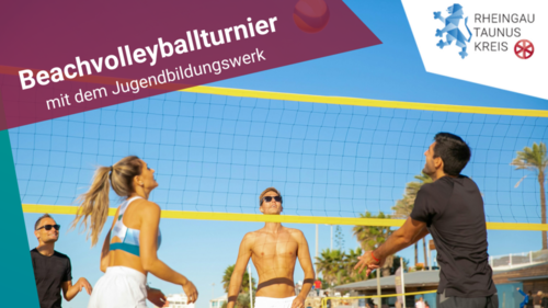 Volleyballspieler beim Turnier mit RTK-Logo.