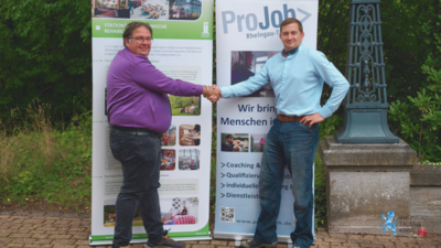 Foto: Markus Wohlleber (klinische Sozialarbeit, Therapiedorf Villa Lilly) und Lucien Peter (Schuldner- und Insolvenzberatung ProJob) 